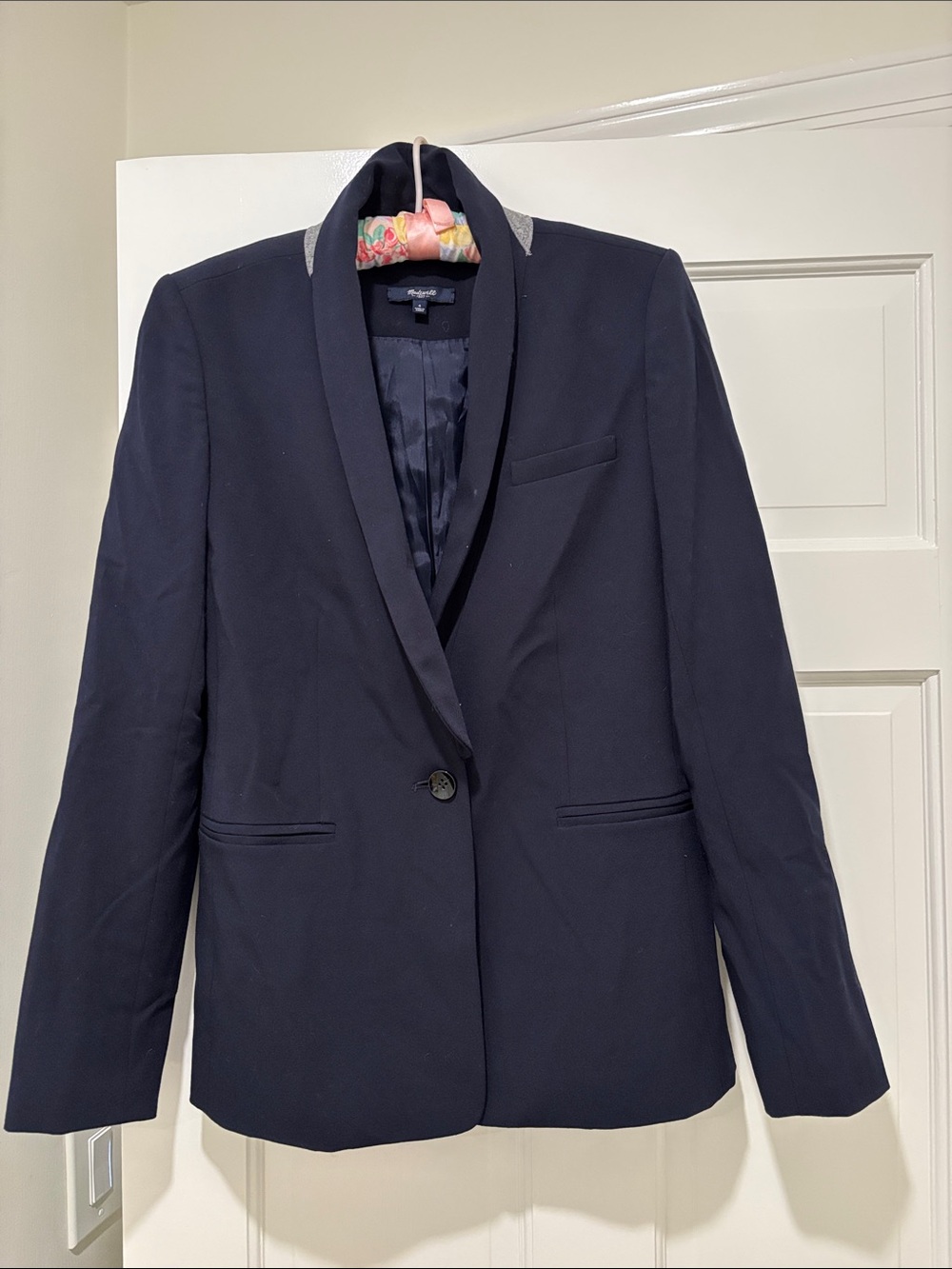 Madewell Navy Single-Button Shawl-Collar Blazer